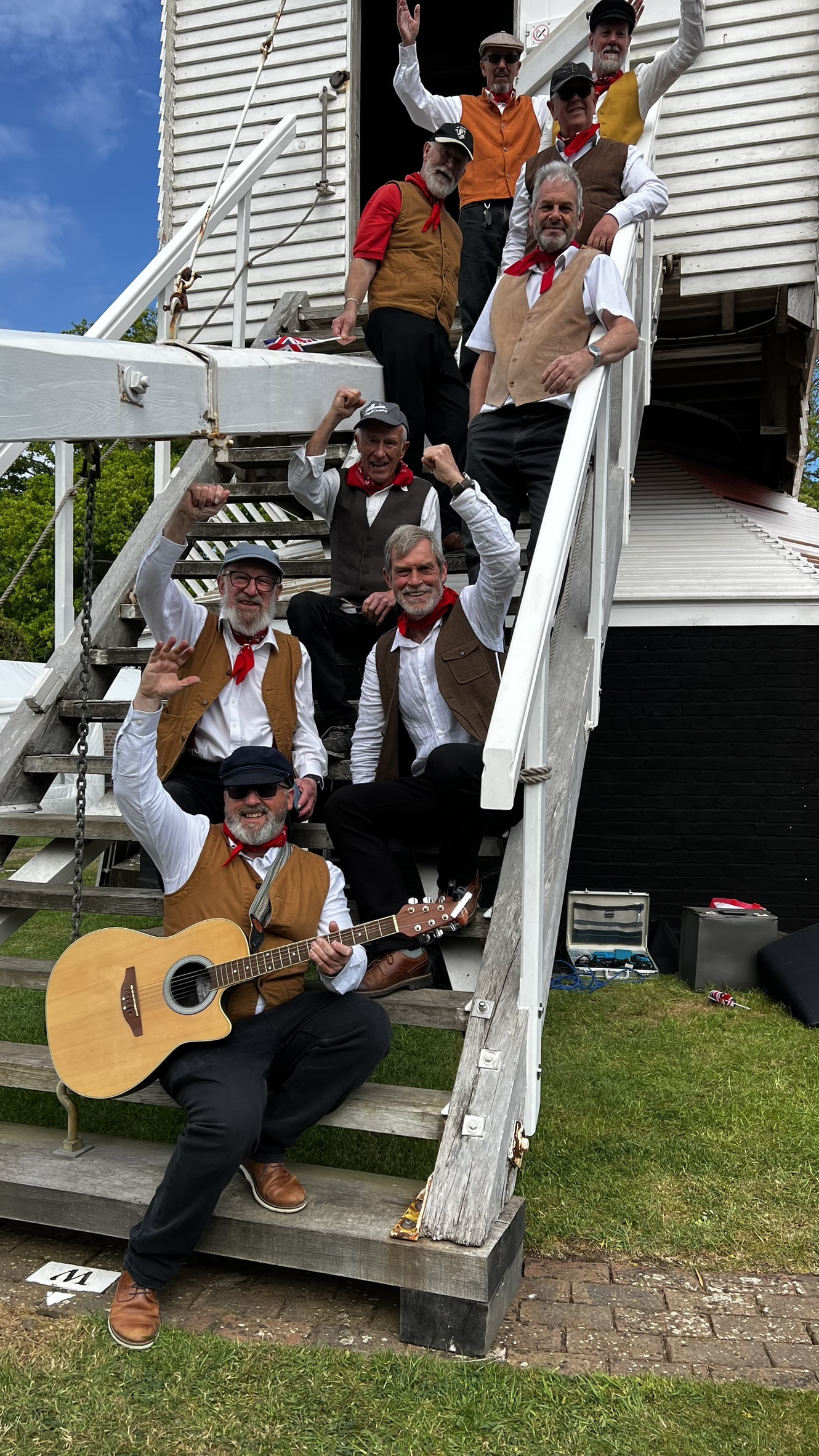 The Crew on the Mill Steps 